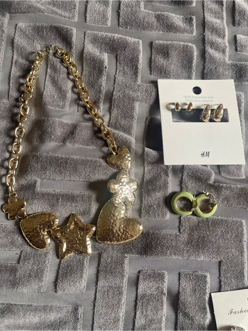 Jewellery bundle! Gold Hammered Heart & Star Necklace and multiple earrings!